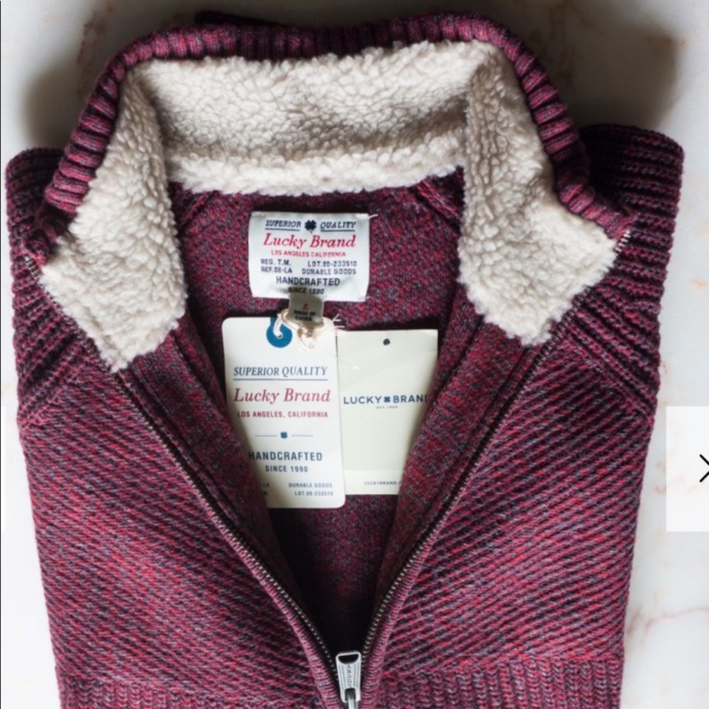 Lucky Brand Full-Zip Rib Knit Mock-Neck Sweater